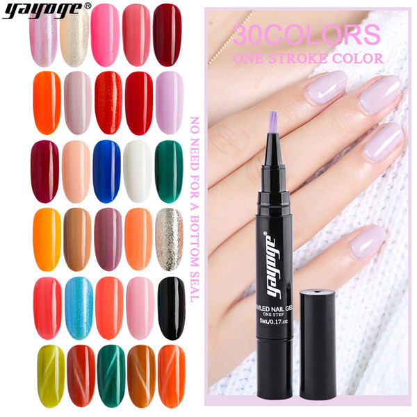 Yayoge Gel Nail Polish Pen for Nail Art Glitter One Step Gel Pencil 7 set 5 Colors Soak Off UV LED Varnish Gel