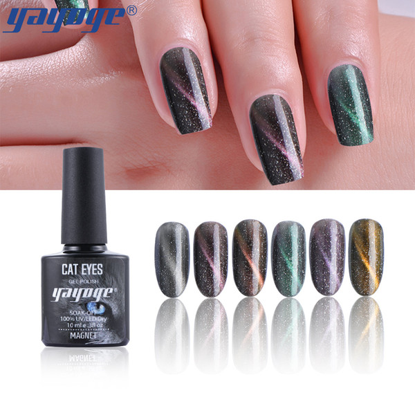 Yayoge Cat Eye Gel Nail Polish Galaxy 6 Colors Magnetic Soak Off UV LED Lacquer Gel Nail Polish