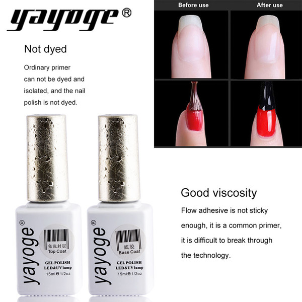 Yayoge Base Coat Top Coat Odorless No-acid Primer Long Lasting Soak-Off Dull Frosted Surface Permanent Gel Lacquer