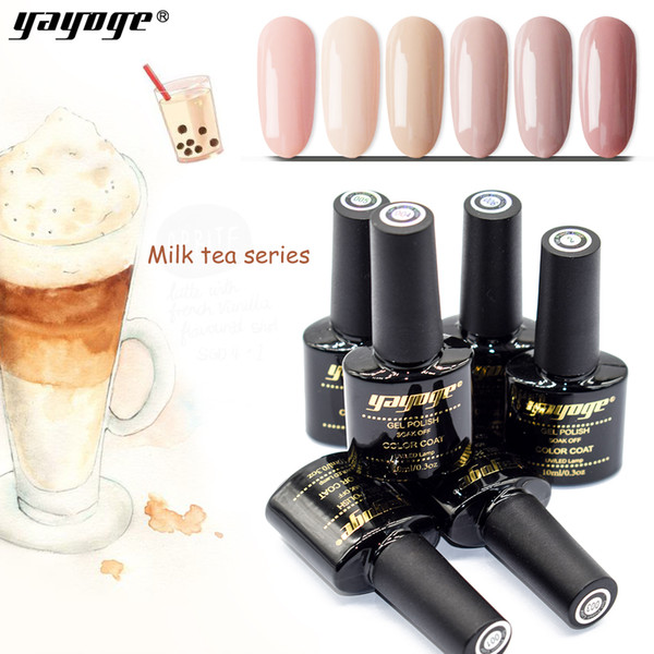 Yayoge Gel Nail Polish milk tea nude color series for Nail Art Soak Off Enamel Gel Polish LED UV Gel 10ml 6 Colors