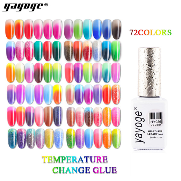 Yayoge Gel Nail Polish Set Temperature Color Changing 15ml Soak Off LED UV Gel Varnish Temperature Color Changing Polish