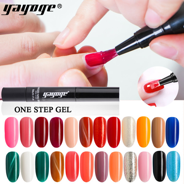 Yayoge Gel Nail Polish Pen for Nail Art Glitter One Step Gel Pencil 5 set 3 Colors Soak Off UV Varnish Gel