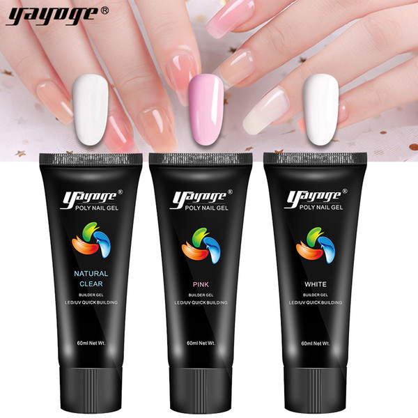 Yayoge Nail Poly Builder Gel for Nail Quickly Extensions Nail Enhancement Builder 60ml 3 Colors UV LED Varnish Polish