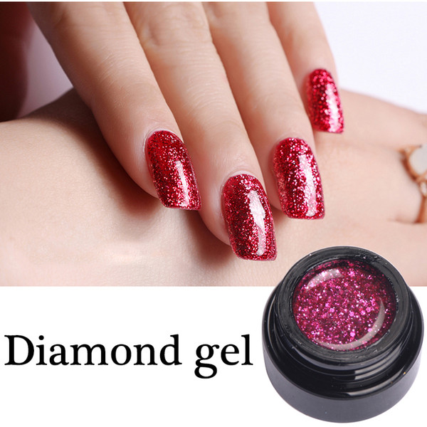 100pcs Newest Style Diamond Nail Gel Polish Led Lamp Soak Off Dazzling Glitter UV Nail Gel Varnish Golden Color Led Nail Glue