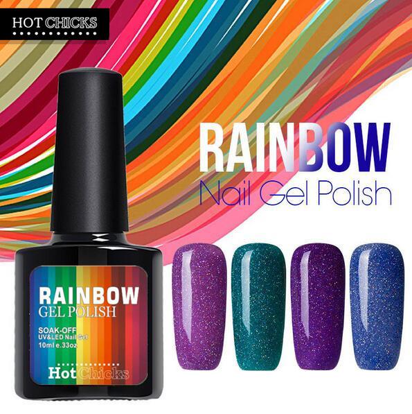 Hotchicks 50PCS Newest 10ml Fashion Neon Nail Gel Polish UV Soak off 12 colors Rainbow Nail gel polish Color Polish Long lasting Gel