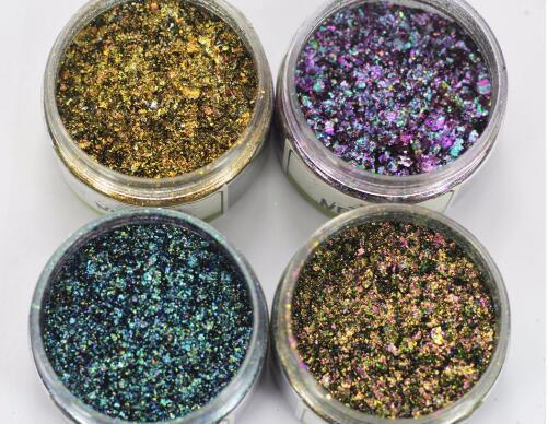 Hot Sale! 20pcs 1 box Chameleon Flakes Magic Effect Flakes Multi Chrome Nail Powder Glitter Sequins Nail Art Gel Nail Polish Manicure