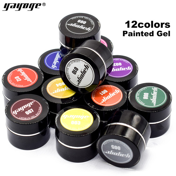 Yayoge Gel Nail Polish 3D Painting Nail Gel 12 Colors Soak Off UV LED DIY Manicure Nail Art Decoration