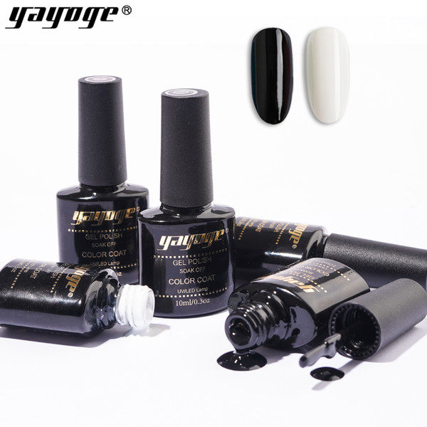 Yayoge Gel Nail Polish Black White 2pcs for Nail Art Design Manicure Soak Off Enamel Gel Polish LED UV Gel 10ml