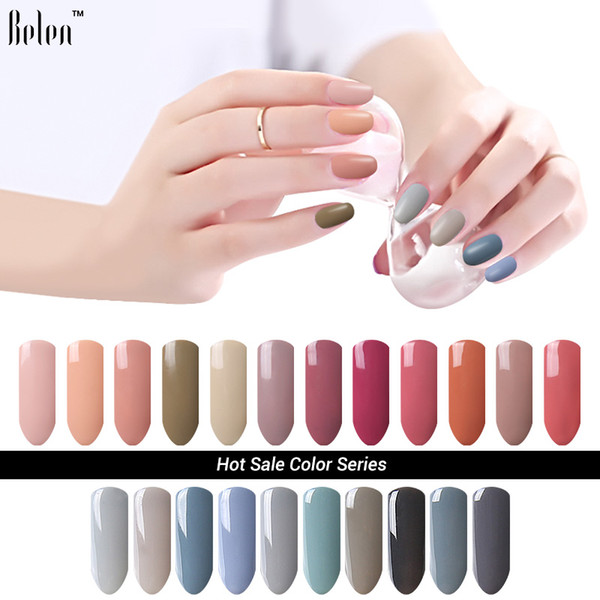 Belen Nail Polish Soak OFF Gel UV LED Gel Varnishes Lamp Cosmetic Art Manicure Gray Color Nail Varnishes Nude Gray Color Lacquer