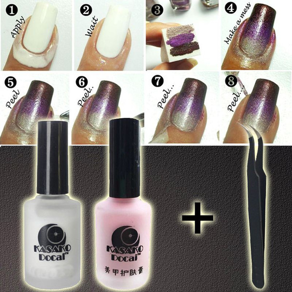 Hot Sale 15ml Peel Off Liquid Nail Art Tape Latex Tape Palisade For Easy Clean Nail Polish Base Gel Coat With Tweezer