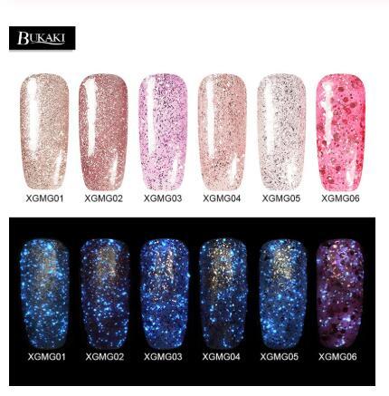 BUKAKI 1pcs Super Glitter Glow In The Dark Night Rose Gold Nail Gel Nail Art UV Gel Lacquer Hybrid 3D Fluorescent Gel Varnish