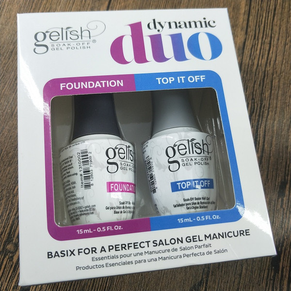 Gelish dynamic duo Base Top Coat Nail Art Soak Off UV LED Gel Nail Polish Gelish 2Pcs/Lot Foundation Top-it-Off