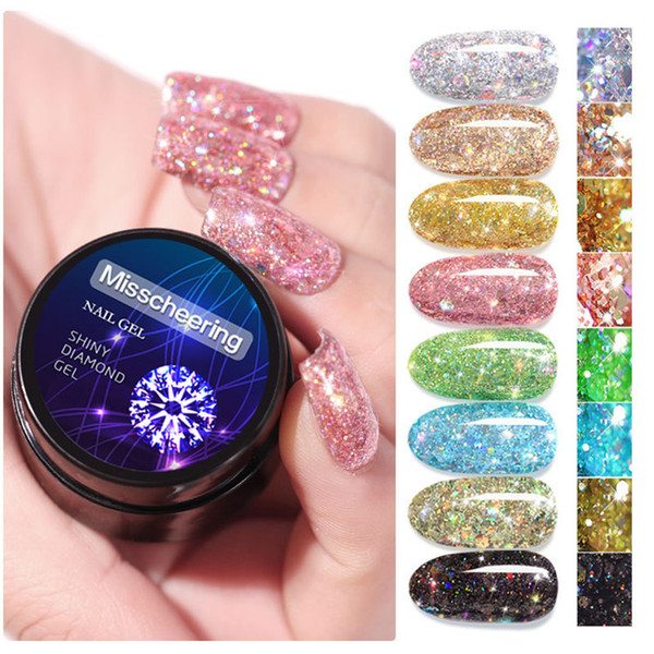 Hotsale wholeale 5ML shinning Diamond Nail Art Glue Nail Polish UV Glue Nail Art DIY decoration mixed option freeshipping