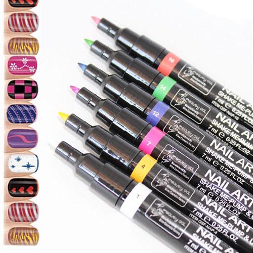 16 Colors Nail Art Pen for 3D Nail Art DIY Decoration Nail Polish Pen Set 3D Design Nail Beauty Tools Paint Pens QJ