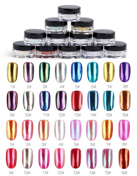 16 Colors Nail Polish Powder Mirror Effect Glitter Powder For Nails Art Shiny Glitter Polish Mirror Powder Varnish Pigment Nail Podwer