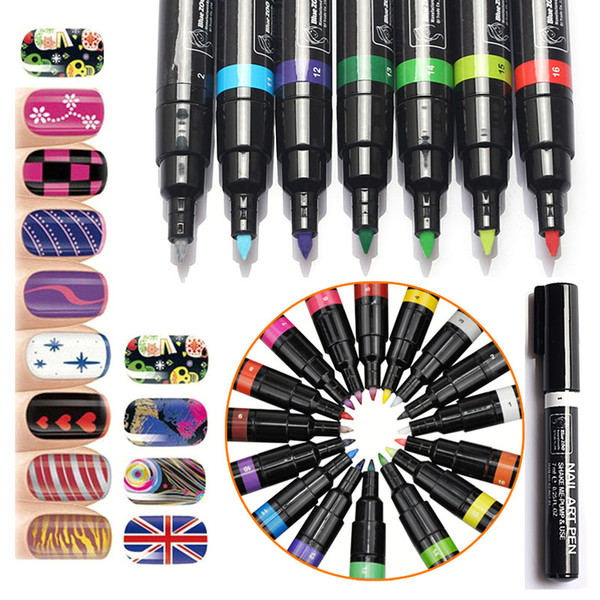 16Colors MIX Painting UV Gel Manicure Nail Art Pen Painting Design Tools Pen 3D Nail Art Decoration