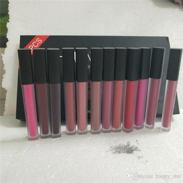 Hot 12 Colors /set Matt Lip Gloss Beauty Liquid lipstick Make up Waterproof Long Lasting Lipgloss Trophy Wife Icon Vixen 1set