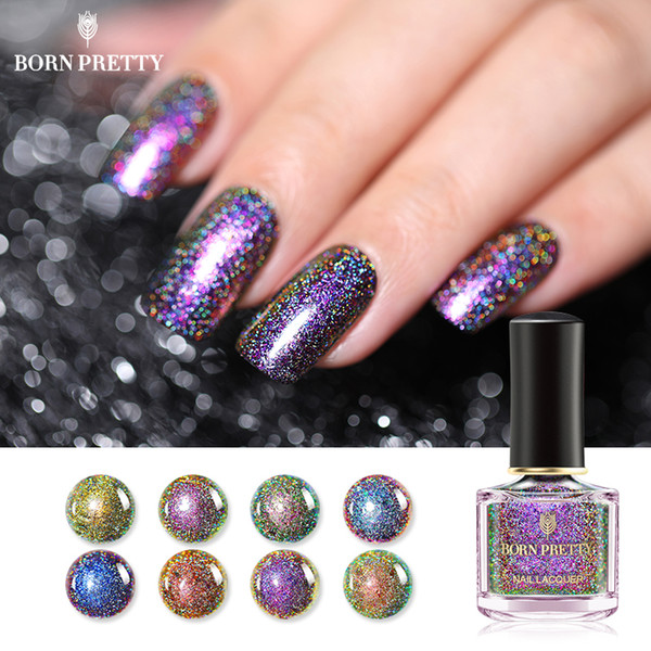 BORN PRETTY Peacock Holographic Nail Polish 6ml Holo Glitter Sequins Varnish Nail Art Set Black Base Color Need