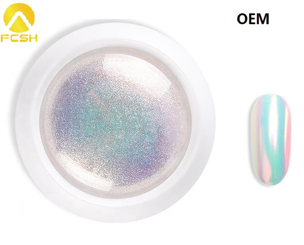 FCSH factory E-CO holographic nail glitter powder 2019 new fashional latest neno shell chrome nail powder OEM