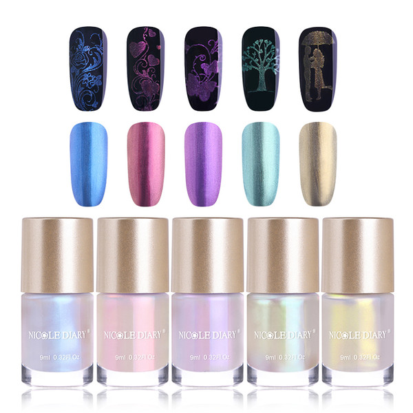 wholesale Mermaid Series Stamping Polishes Set 9ml Shell Nail Plate Printing Polish Lacquer Shiny Glitter Nail Art Color