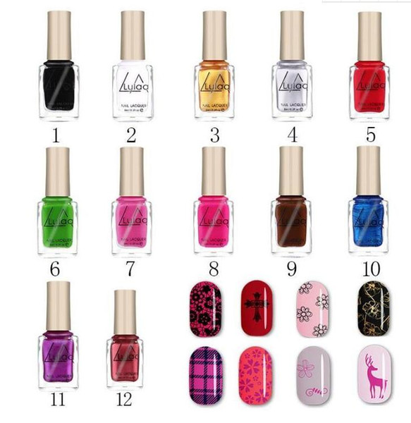 New Fashion Special LULAA Nail Polish 12 Color optional For Nails Art Stamping Print 6ML Free Shipping