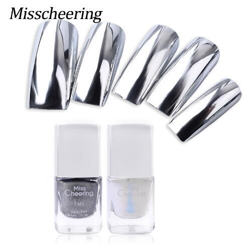 1 PCS Silver Mirror Effect Metallic Nail Polish Base Coat 7ml Varnish DIY Beauty UV Gel Nail Polish Set for Women