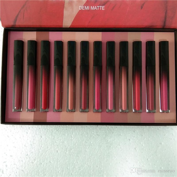 2018 Newest Beauty Lipgloss Demi Matte Liquid Lipstick Lip Cosmetics Lip set 12pcs/set free shipping