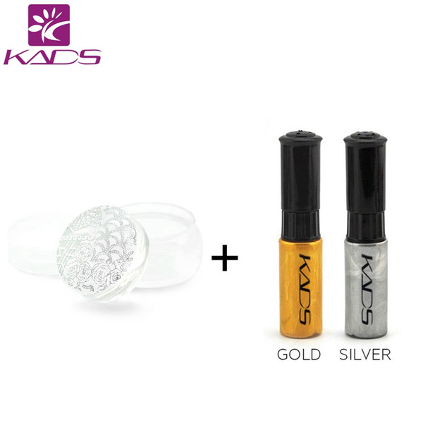 KADS New Arrival gold & silver nail stamping polish + 1pcs Clear Silicone stamper set for stamping nail art decoration