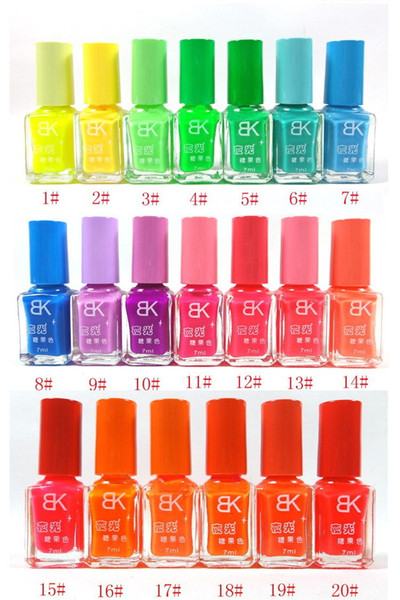 Nail art DIY 20 Candy color series of Fluorescent Neon Luminous Gel Nail Polish for Glow in Dark Professional wen5429