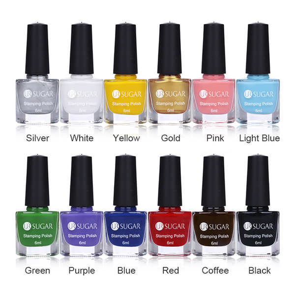 Nail Stamping Polish Set 12Pcs 6ml Colorful Nail Art Stamp Plate Printing Polish Colors Varnish Stamp Lacquer