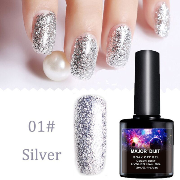 2 Colors Gold and Silver Glitter Nail Polish 10ml Mirror Effect Shiny Nail shop dedicated phototherapy