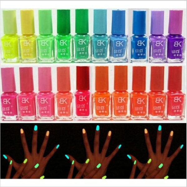 2016 New Hotsell Beauty 20 Candy Colors Glow The Dark Luminous Fluorescent Nail Art Polish Enamel Free Shipping