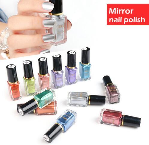 12 Colors Shiny Metal Mirror Effect Nail Polish Long Lasting Brilliant Metalic Nails Varnish Manicure Nail Paint Lacquer