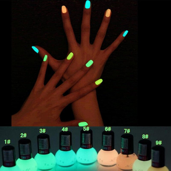 Wholesale- Hot New Luminous Nail Polish 12 Candy Color Fluorescent Night Glow In Dark Women Nail Gel Polish