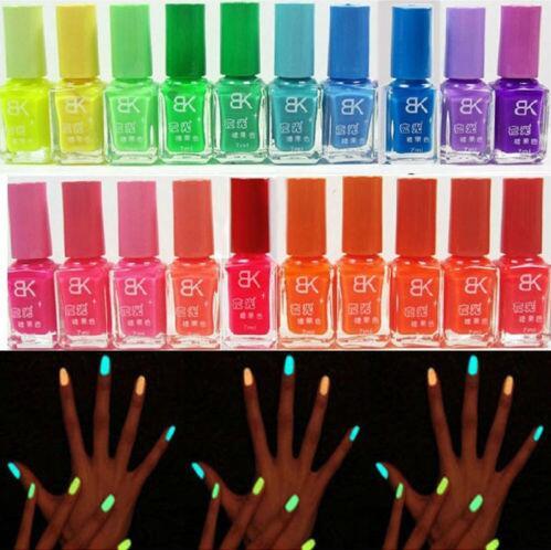 2pcs of one set Glow in Dark Fluorescent Neon Varnish Luminous DIY Nail Art Makeup Polish 7ml free shipping