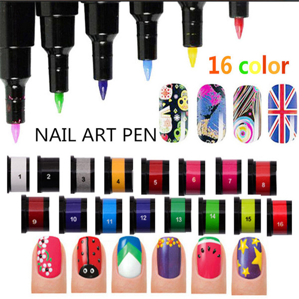 Nail brush, nail tools wholesale 3 d paint pen Draw a dotted pen DIY nail polish pen 16 colors