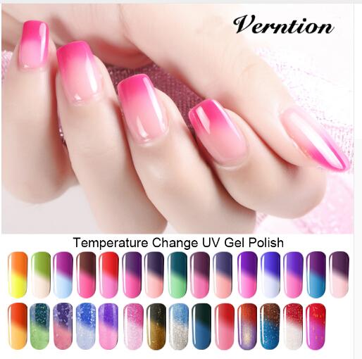 8ml Soak Off Temperature Change Color Gel Nail Lacquers Long Lasting Thermo UV Gel Hybrid Nail Gel Varnish Nail Art Set