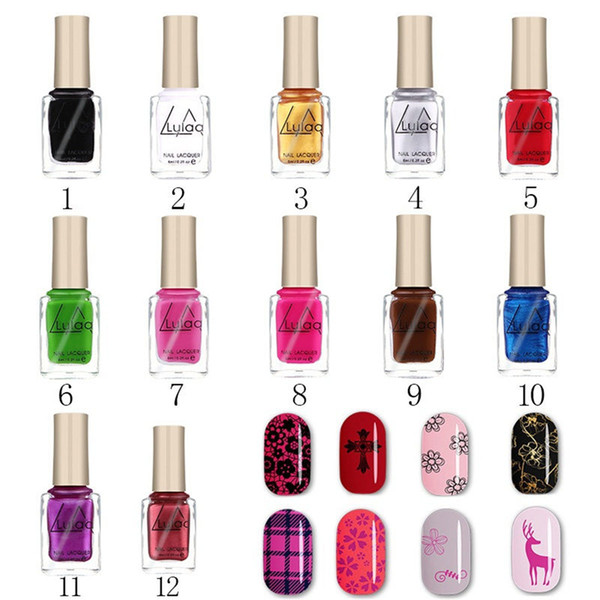 LULAA 12 Colors Metallic Nail Polish Pure Color 6ml Mirror Effect Shiny Metal Polish Varnish nail art polish