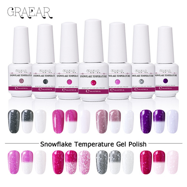 GRAEAR Snowflake Thermal Nail Polish Glitter Temperature Color Changing Water-based Manicure Varnish Shimmer Nail Shinny Lacquer