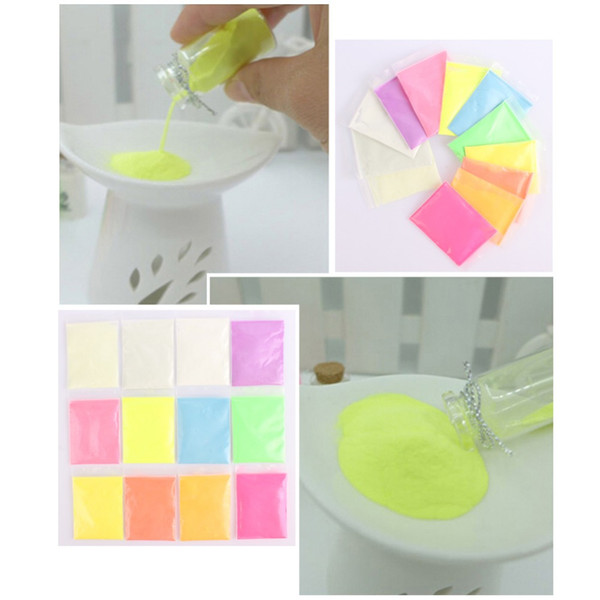 Glow in the Dark Powder Fluorescent Super Bright Pigment Glow Luminous Powder 12 Colors #78752