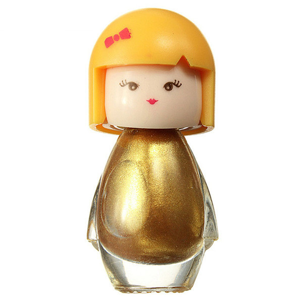 Wholesale- 1pc 7ml silver Gold Cute Baby Doll Acrylic Neon Nail Art Polish Fashion Design Manicure Bright Decor Glitter Varnish Beauty FB03