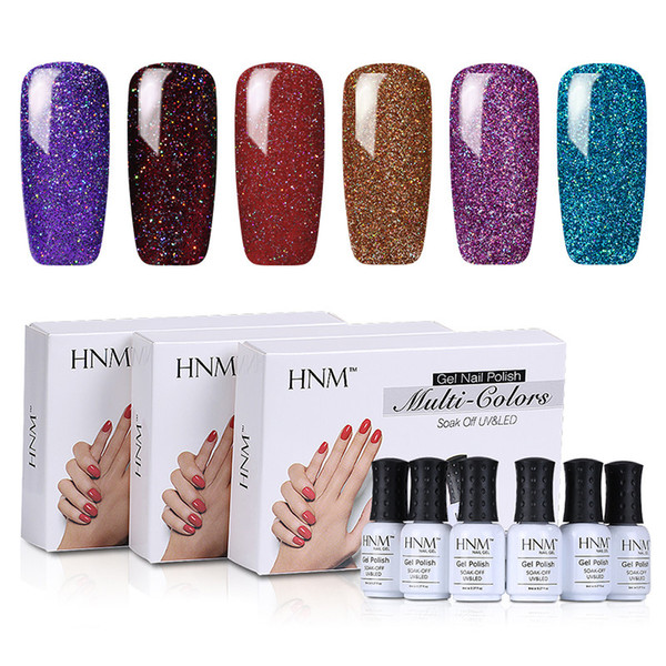 Hnm 6pcs /Set Uv Gel Nail Polish Kit Manicure Diy Nail Art Gelpolish Box 10 Series 8ml Semi Permanent Nail Gel Polish Sets