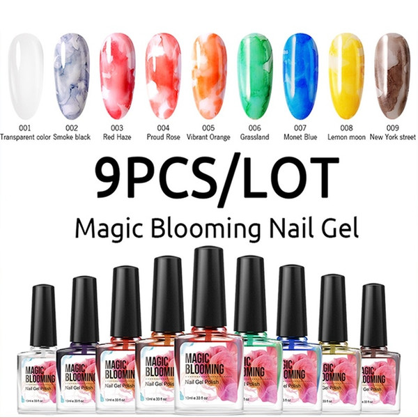 Nail Blossom Gel Polish Magic Blooming Flower Watercolor Varnish Lacquer Soak Off UV Gel Nails Art Decor Set Manicure Set