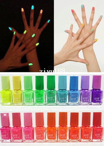 2014 Fashion Special Hot Sale 10Pcs Fluorescent Luminous Neon Glow In Dark Varnish Nail Art Polish Enamel #26037