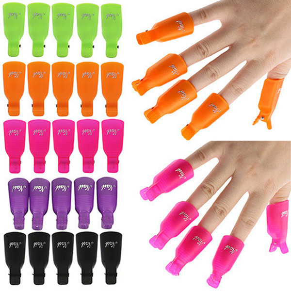 Plastic Nail Art Soak Off Cap Clip UV Gel Polish Remover Wrap Tool Nail Art Tips For Fingers 10Ppcs /set RRA818