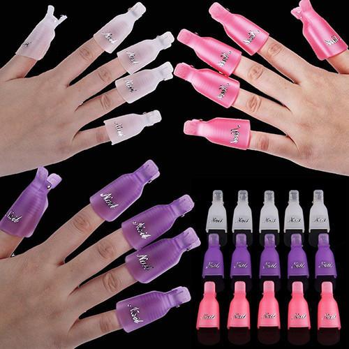 Hot 10pcs/lot Plastic Nail Art Soak Off Cap Clip UV Gel Polish Remover Wrap Tool Gofuly OPP bag