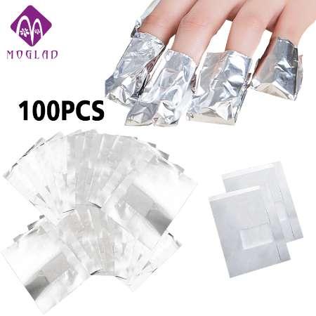 100Pcs Aluminium Foil Remover Wraps with Acetone Nail Art Soak Off Acrylic Gel Nail Polish Removal