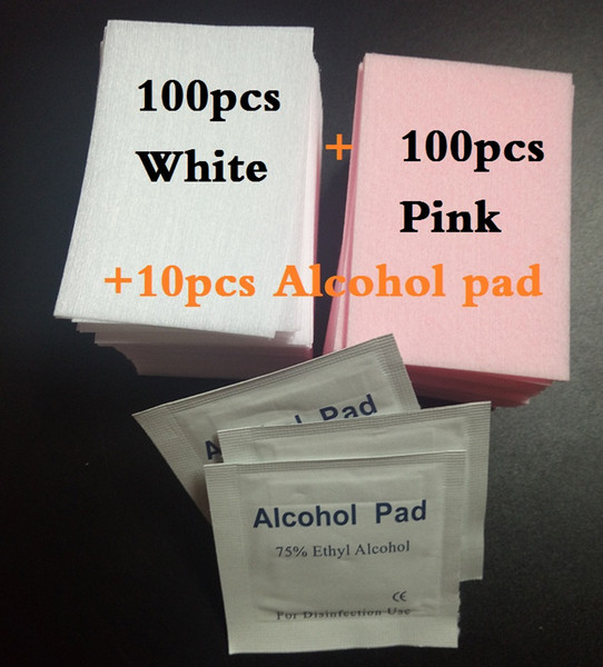 EasyNail ( Nail Polish Remover Pads) (100PCS White+100pcs Pink+10pcs alcohol wipes) Nail Napkins Lint Wipes