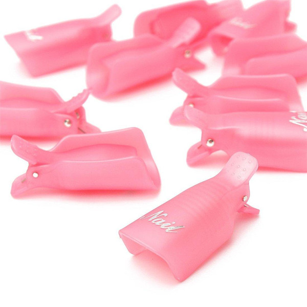 new Fashion Hot 10pcs/lot Plastic Nail Art Soak Off Cap Clip UV Gel Polish Remover Wrap Tool Gofuly