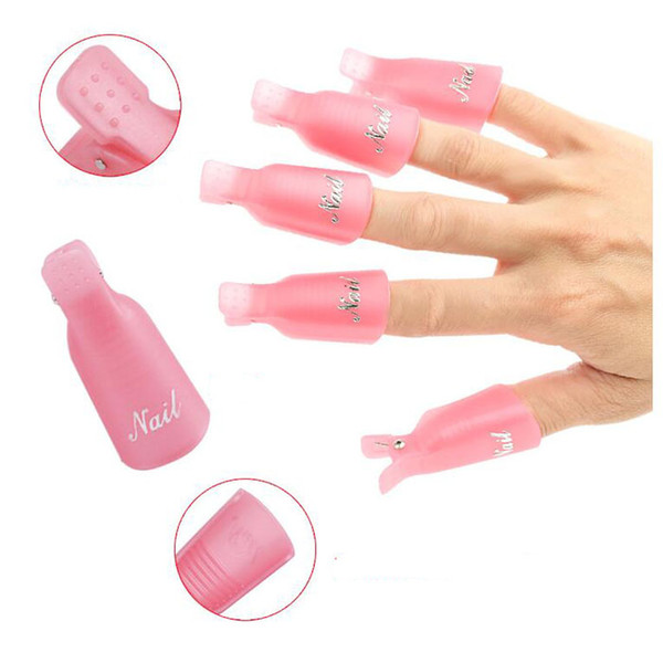 10Pcs Plastic Nail Art Equipment Soak Off Cap Clip UV Gel Polish Remover Wrap Tool Free shipping